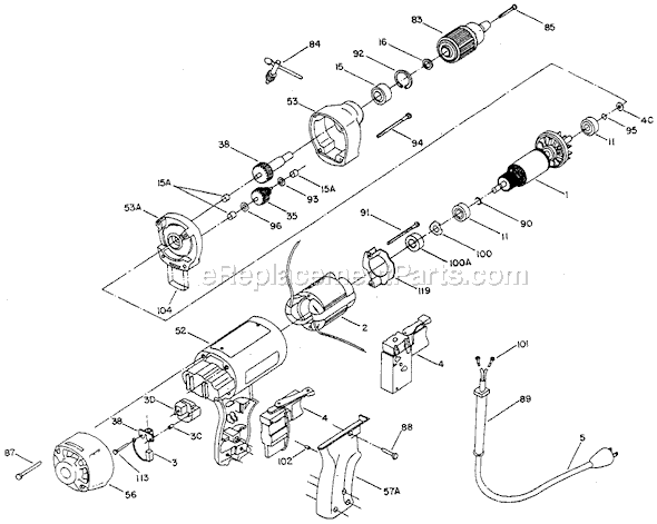 Page A Diagram and Parts List for 666 Type 3 Porter Cable Electric Drill